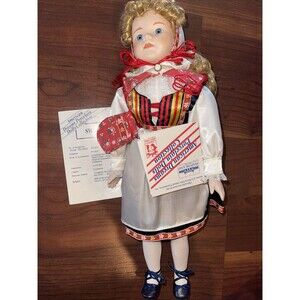 American Dreams Porcelain Doll Sweden Music Box Ellis Island Girl  Vintage